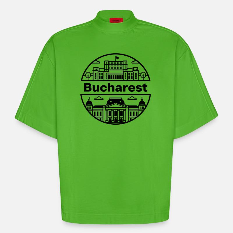 Bucharest - Heavyweight Oversized Organic Boxy T-Shirt Made in EU - Apple Neon