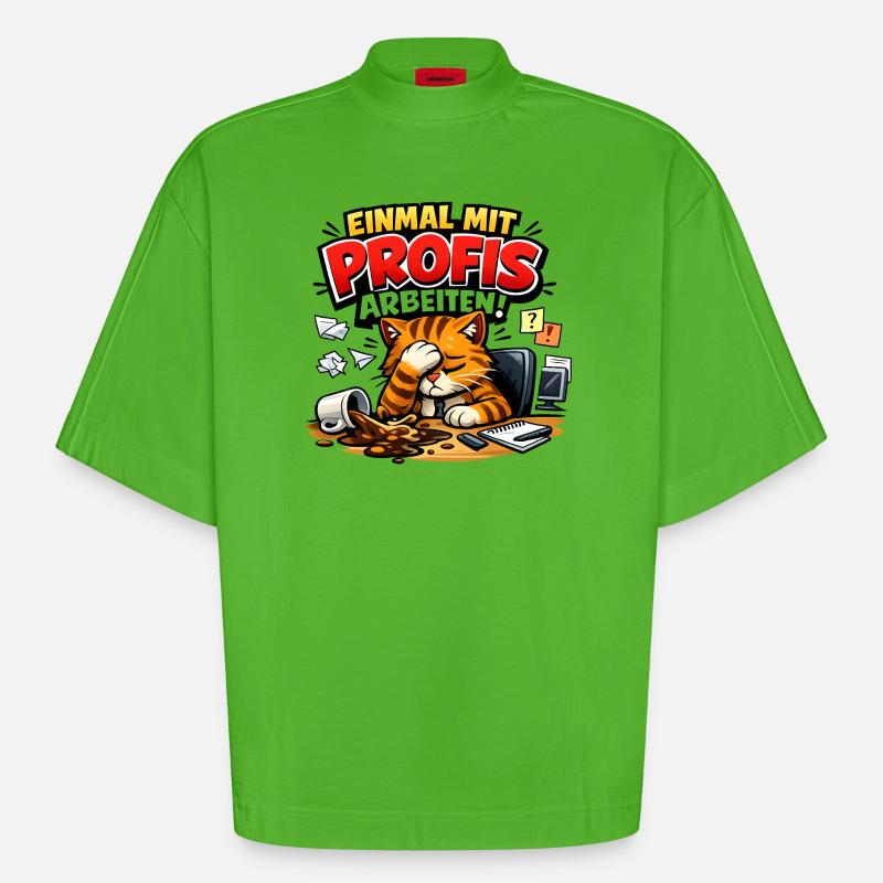 Einmal Mit Profis Arbeiten Sprüche Beruf - Heavyweight Oversized Organic Boxy T-Shirt Made in EU - Apple Neon