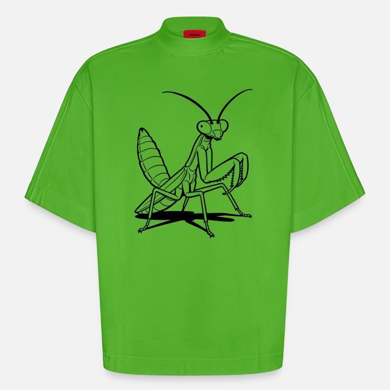 praying mantis - Heavyweight Oversized Organic Boxy T-Shirt Made in EU - Apple Neon