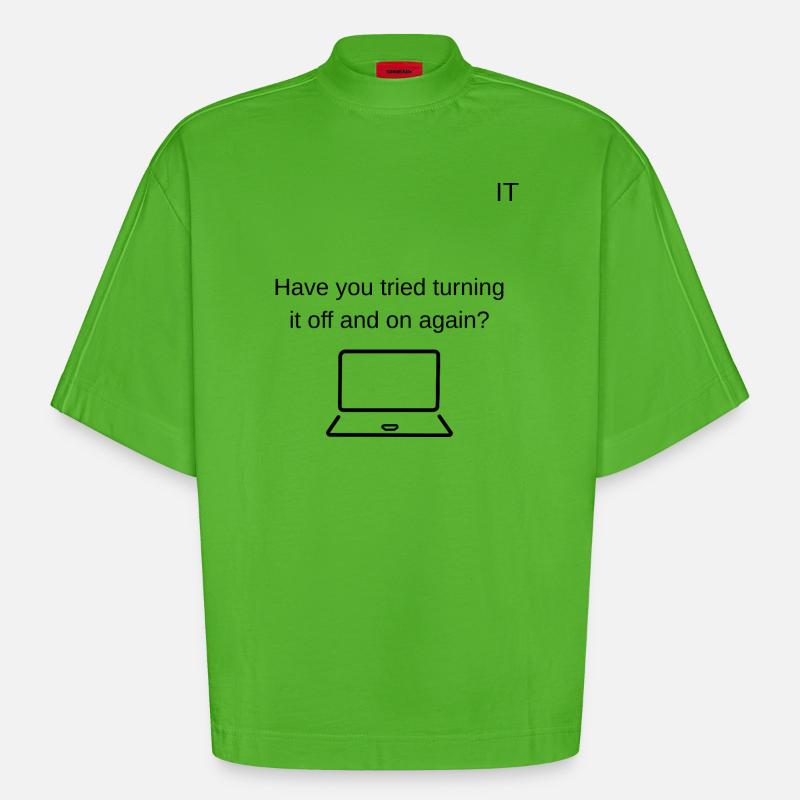 Technischer Support - Heavyweight Oversized Organic Boxy T-Shirt Made in EU - Apple Neon