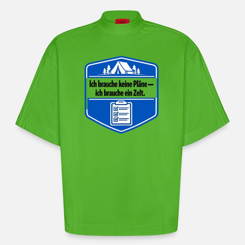 Ich bin ein Camper - Heavyweight Oversized Organic Boxy T-Shirt Made in EU - Apple Neon
