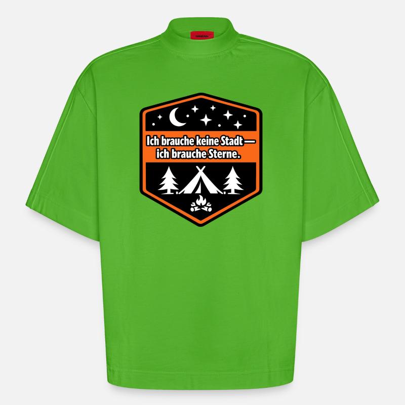 Camper van, panel van, motorhome - Heavyweight Oversized Organic Boxy T-Shirt Made in EU - Apple Neon