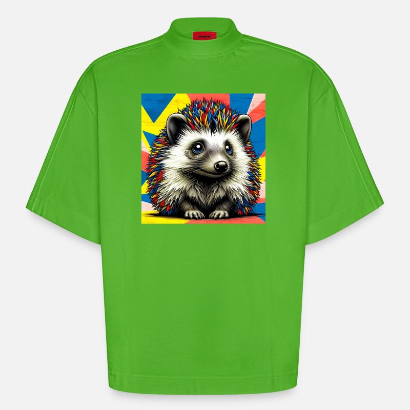 hérisson - T-shirt bio épais oversize Boxy fabriqué en UE - Apple Neon