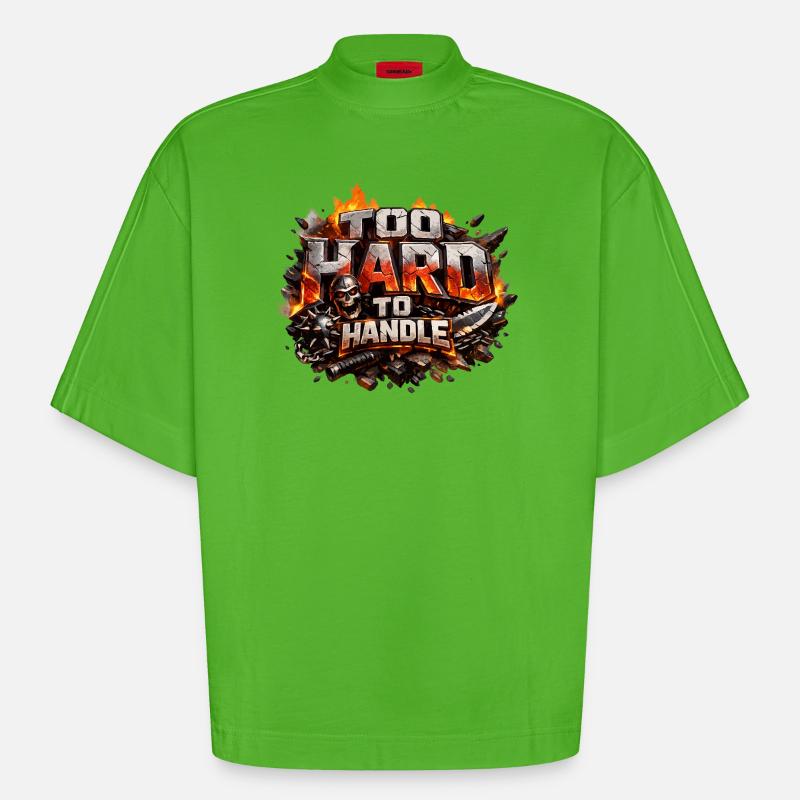 Trop difficile à gérer - T-shirt bio épais oversize Boxy fabriqué en UE - Apple Neon
