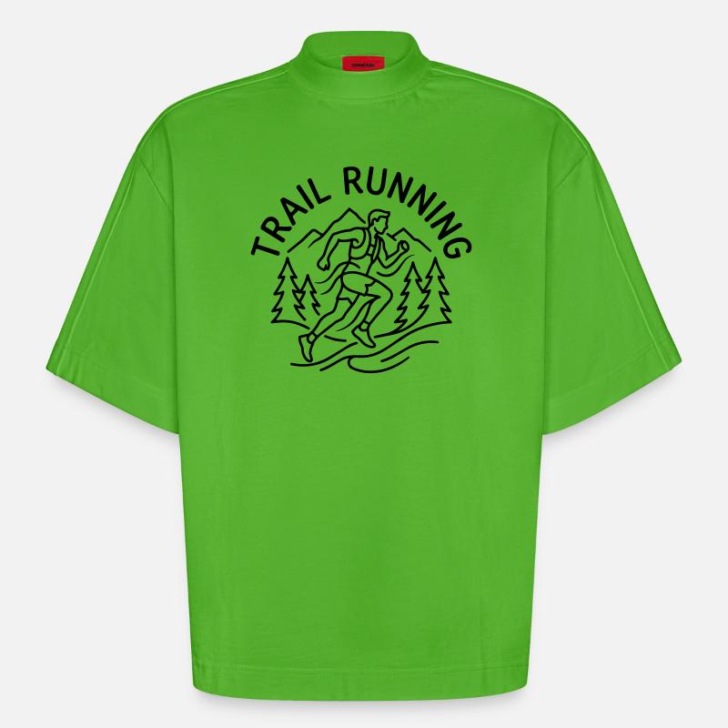 Course sur sentier - T-shirt bio épais oversize Boxy fabriqué en UE - Apple Neon