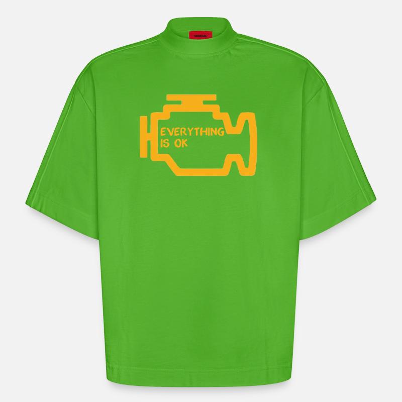 Check Engine Light - Heavyweight Oversized Organic Boxy T-Shirt Made in EU - Apple Neon