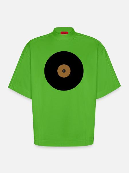 Schallplatte Kreis Textfeld Basis - Heavyweight Oversized Organic Boxy T-Shirt Made in EU - Apple Neon