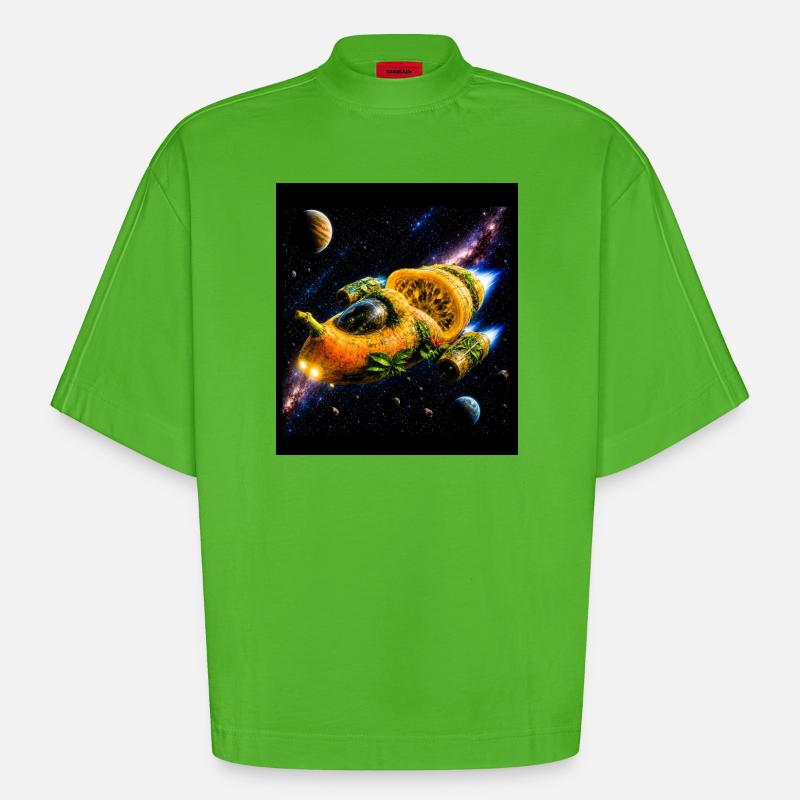 Aventure spatiale Citrus - T-shirt bio épais oversize Boxy fabriqué en UE - Apple Neon