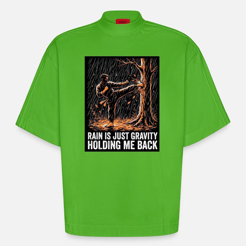 Kampfkunst Spruch - Heavyweight Oversized Organic Boxy T-Shirt Made in EU - Apple Neon