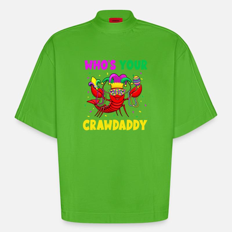 Masque de Mardi Gras Crawdaddy - T-shirt bio épais oversize Boxy fabriqué en UE - Apple Neon
