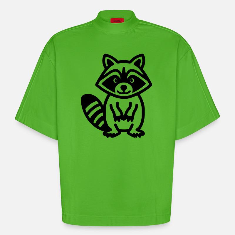 Waschbär - Heavyweight Oversized Organic Boxy T-Shirt Made in EU - Apple Neon