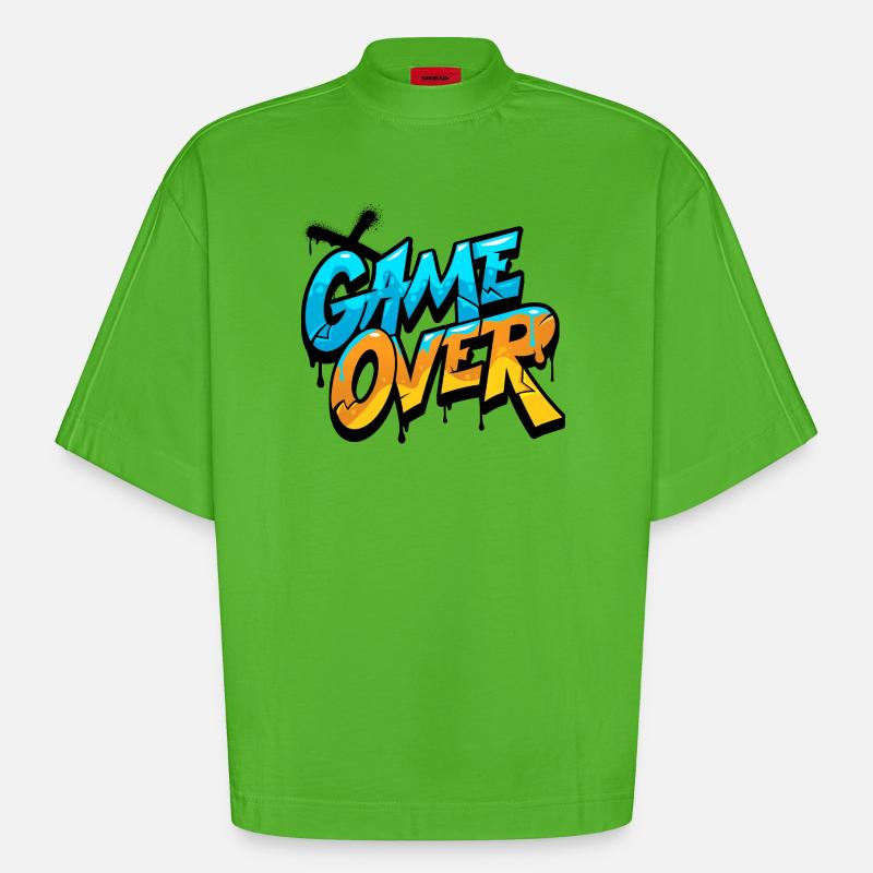 Game Over Graffiti Éclat - T-shirt bio épais oversize Boxy fabriqué en UE - Apple Neon