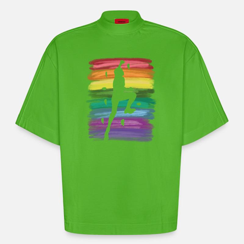 Bloc de bloc de Boulderer - T-shirt bio épais oversize Boxy fabriqué en UE - Apple Neon
