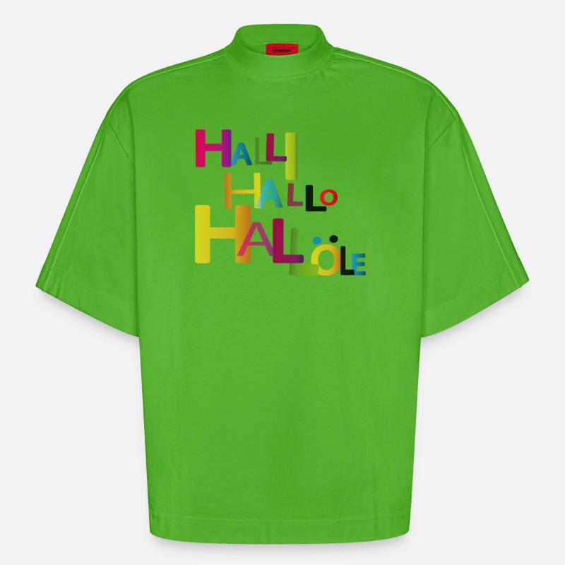 Hello Hello Hello - Heavyweight Oversized Organic Boxy T-Shirt Made in EU - Apple Neon