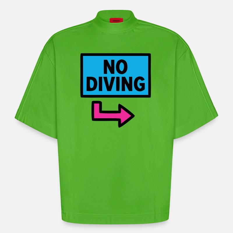 No Diving Schild Pool Retro - Heavyweight Oversized Organic Boxy T-Shirt Made in EU - Apple Neon