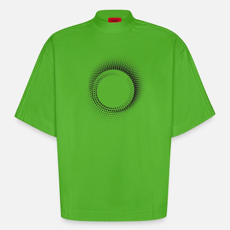 Halo Dot Ring Pattern - Heavyweight Oversized Organic Boxy T-Shirt Made in EU - Apple Neon