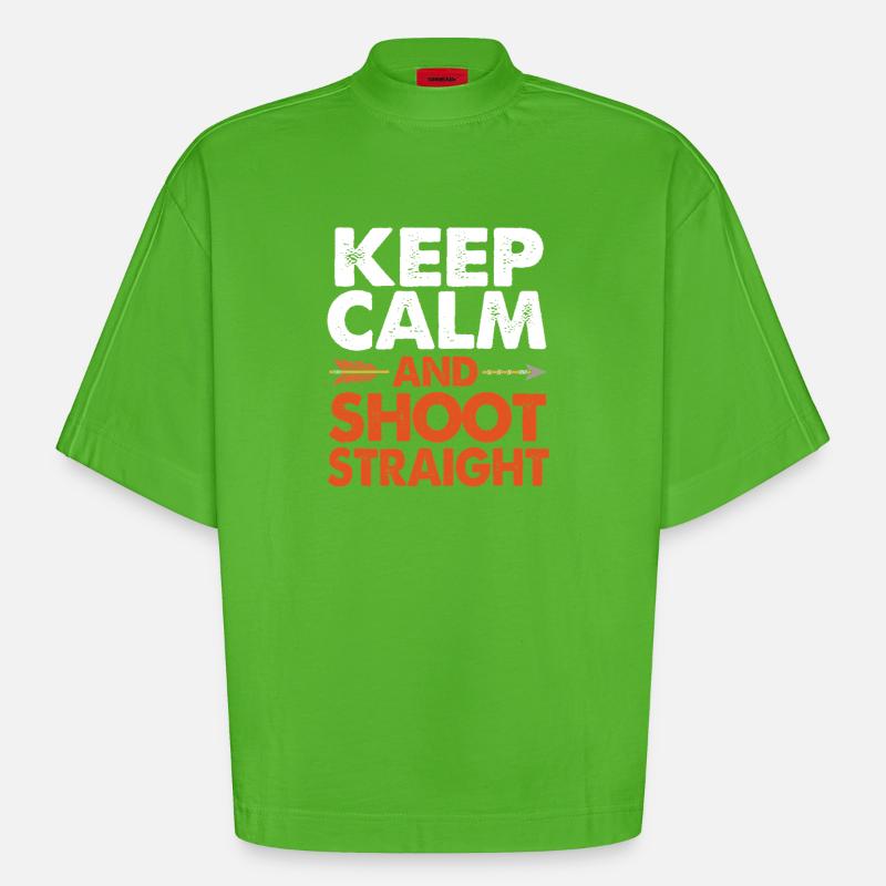 Bogen Bogenschütze Bogenschießen - Heavyweight Oversized Organic Boxy T-Shirt Made in EU - Apple Neon