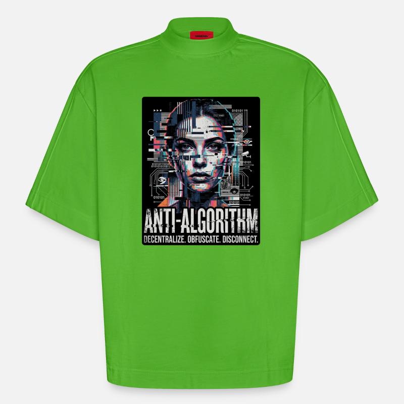 Anti Algorithme - T-shirt bio épais oversize Boxy fabriqué en UE - Apple Neon