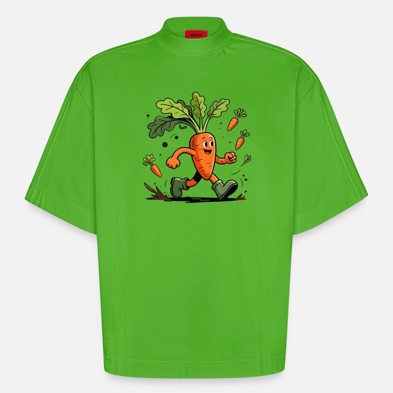 Spaßiger dynamischer Karottengärtner - Heavyweight Oversized Organic Boxy T-Shirt Made in EU - Apple Neon