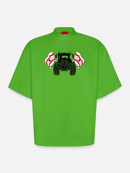 Drenthe_Tractor_Pride - Heavyweight Oversized Organic Boxy T-Shirt Made in EU - Apple Neon