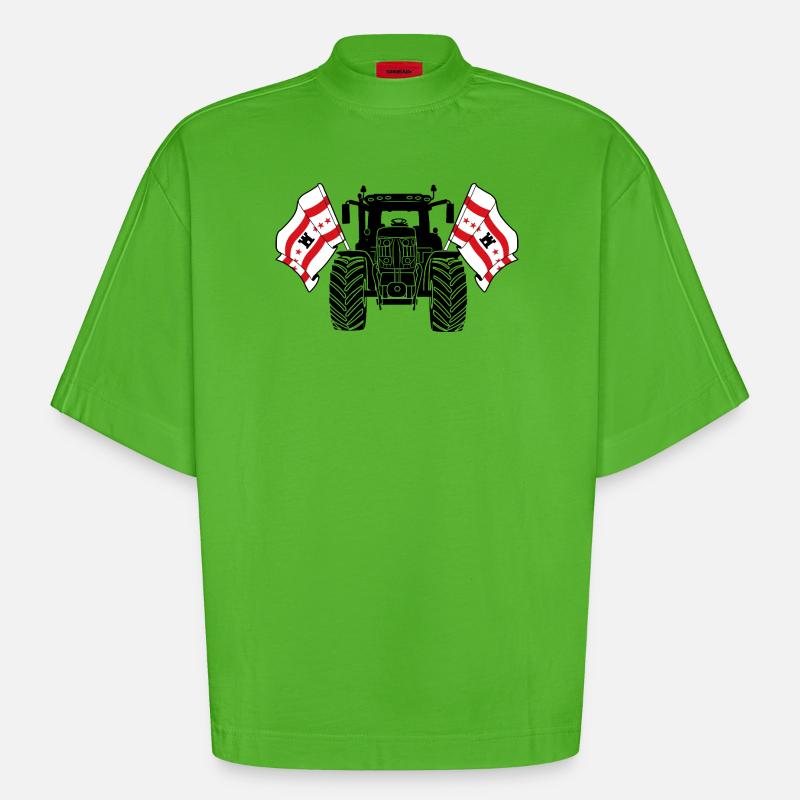 Drenthe_Tractor_Pride - Heavyweight Oversized Organic Boxy T-Shirt Made in EU - Apple Neon