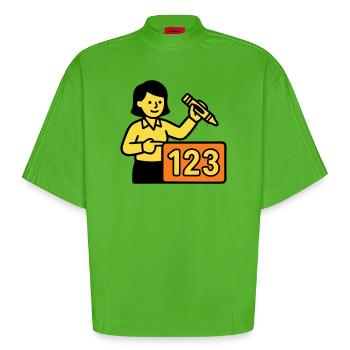 Lehrerin Mathe 123 Schule - Heavyweight Oversized Organic Boxy T-Shirt Made in EU - Apple Neon - Vorne
