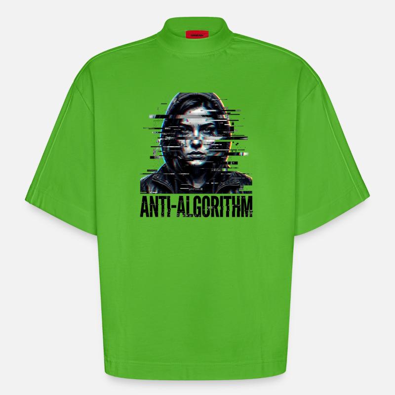 Anti algorithme numérique - T-shirt bio épais oversize Boxy fabriqué en UE - Apple Neon