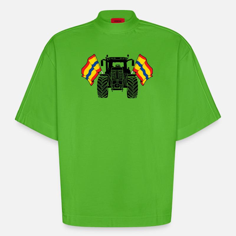 Overijssel_Tractor_Pride - T-shirt bio épais oversize Boxy fabriqué en UE - Apple Neon