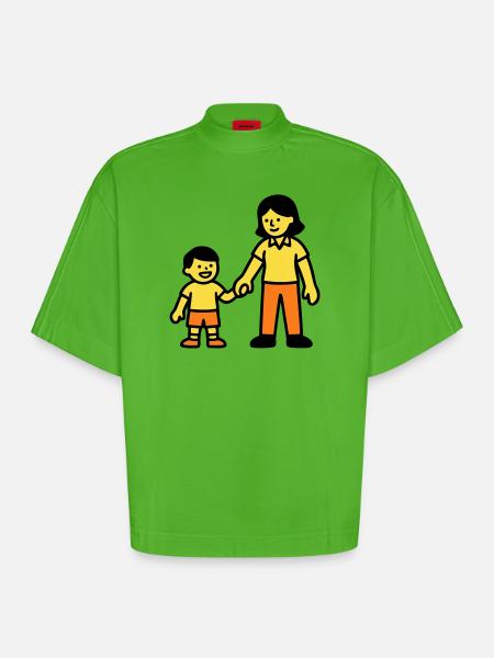 Erzieherin Kind Hand Logo - Heavyweight Oversized Organic Boxy T-Shirt Made in EU - Apple Neon