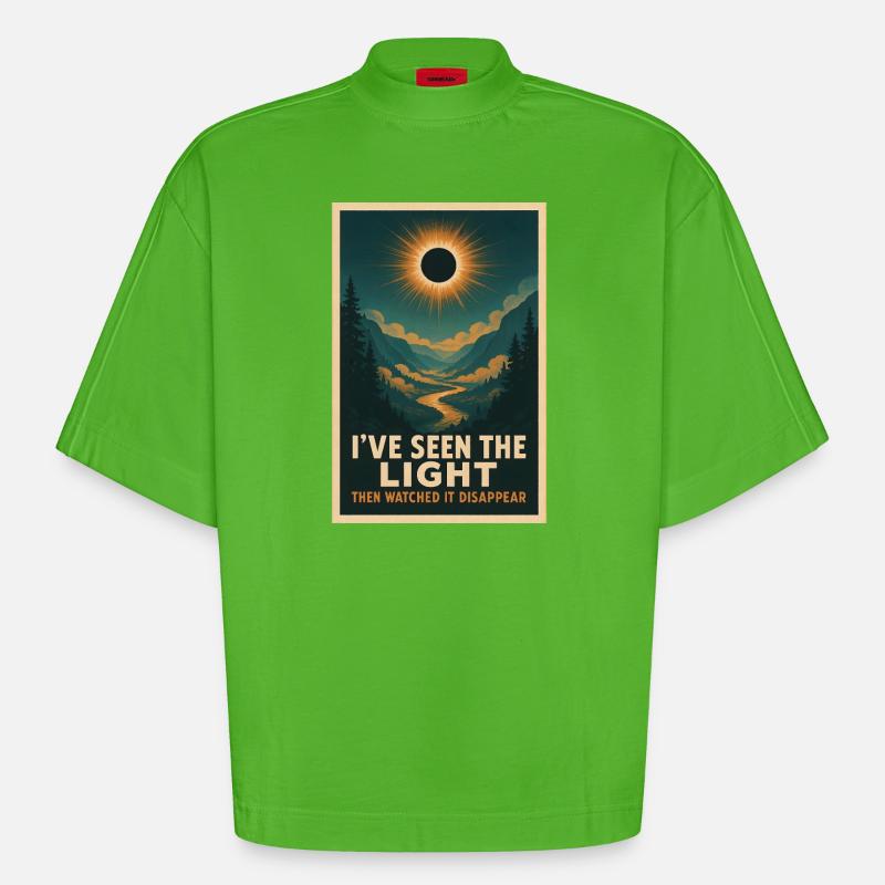 La lumière disparaît | Eclipse - T-shirt bio épais oversize Boxy fabriqué en UE - Apple Neon