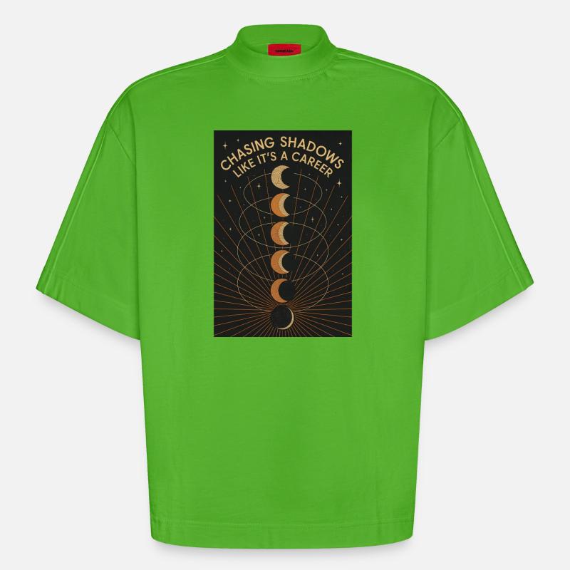 Shadow Hunt | Solar eclipse - Heavyweight Oversized Organic Boxy T-Shirt Made in EU - Apple Neon