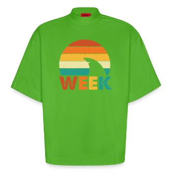Minimal Shark Week Ocean Marine Style - Heavyweight Oversized Organic Boxy T-Shirt Made in EU - Apple Neon - Vorne