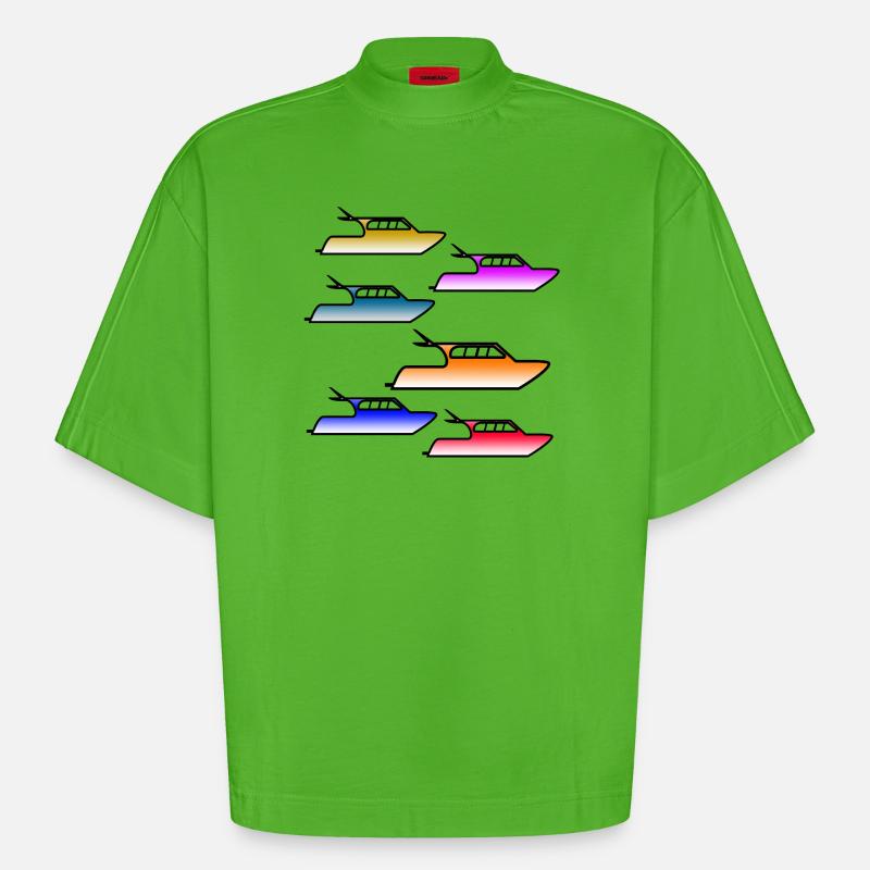 Motorboote - Heavyweight Oversized Organic Boxy T-Shirt Made in EU - Apple Neon