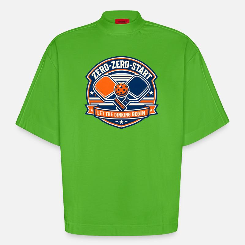 Zero-Zero-Start Drinking Badge - Heavyweight Oversized Organic Boxy T-Shirt Made in EU - Apple Neon