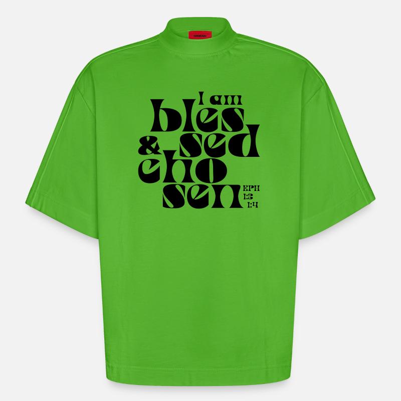 b l e s s e d & c h o s e n - Heavyweight Oversized Organic Boxy T-Shirt Made in EU - Apple Neon