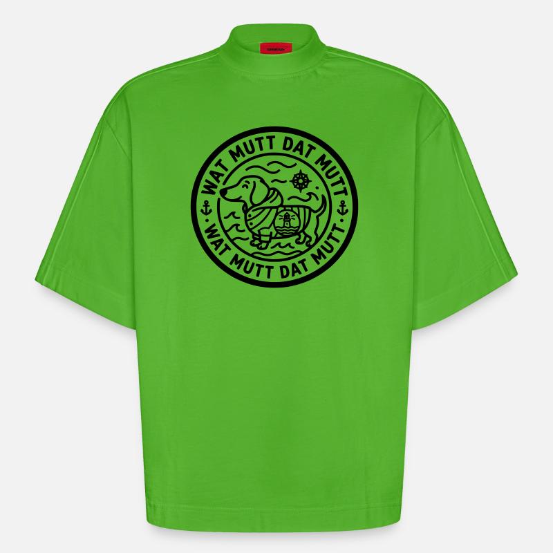 wat mutt dat mutt dachshund - Heavyweight Oversized Organic Boxy T-Shirt Made in EU - Apple Neon