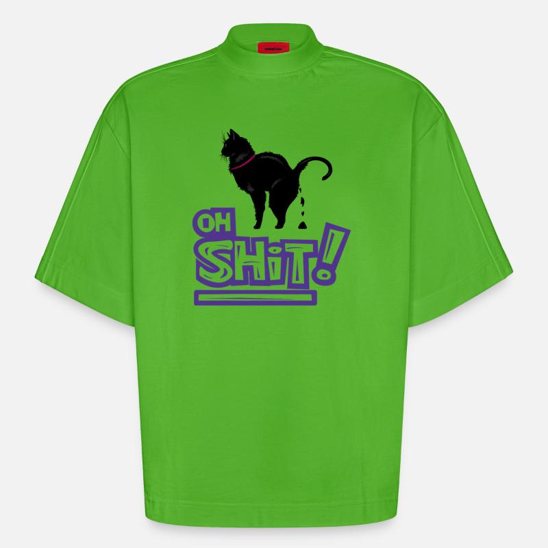 Kat Oh merde Graffiti Exclamation - T-shirt bio épais oversize Boxy fabriqué en UE - Apple Neon
