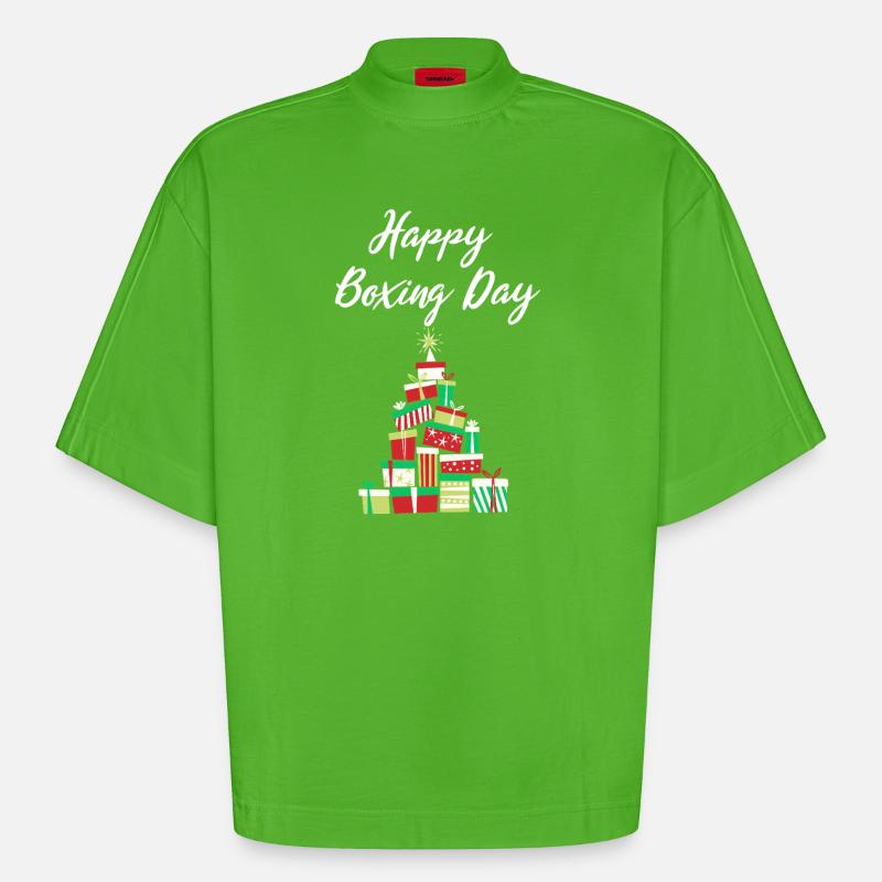Happy Boxing Day Gift Stack - Heavyweight Oversized Organic Boxy T-Shirt Made in EU - Apple Neon