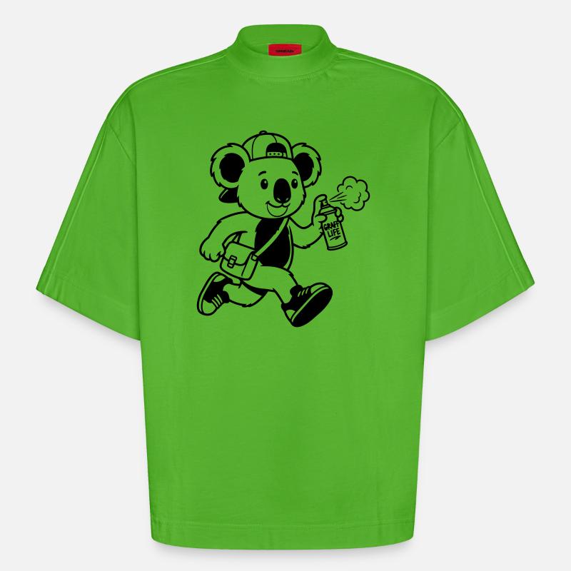 graffiti - T-shirt bio épais oversize Boxy fabriqué en UE - Apple Neon