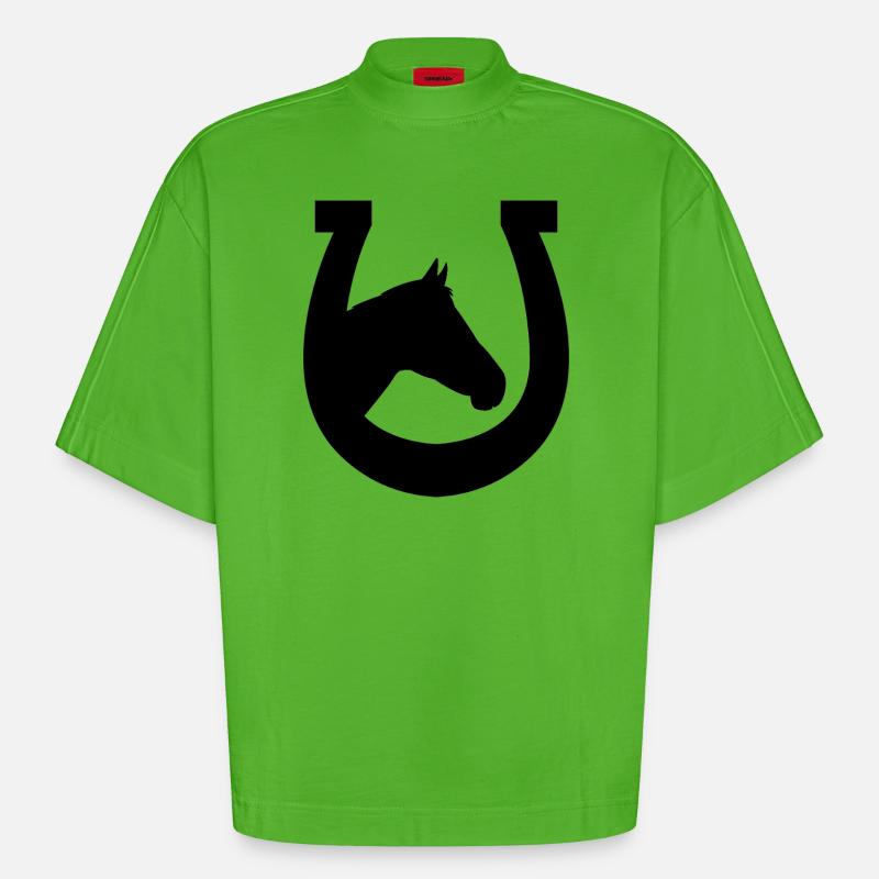 Fer à cheval - T-shirt bio épais oversize Boxy fabriqué en UE - Apple Neon