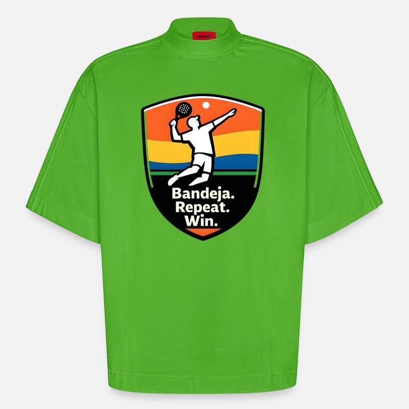 Bandeja Repeat Win Shield - Heavyweight Oversized Organic Boxy T-Shirt Made in EU - Apple Neon