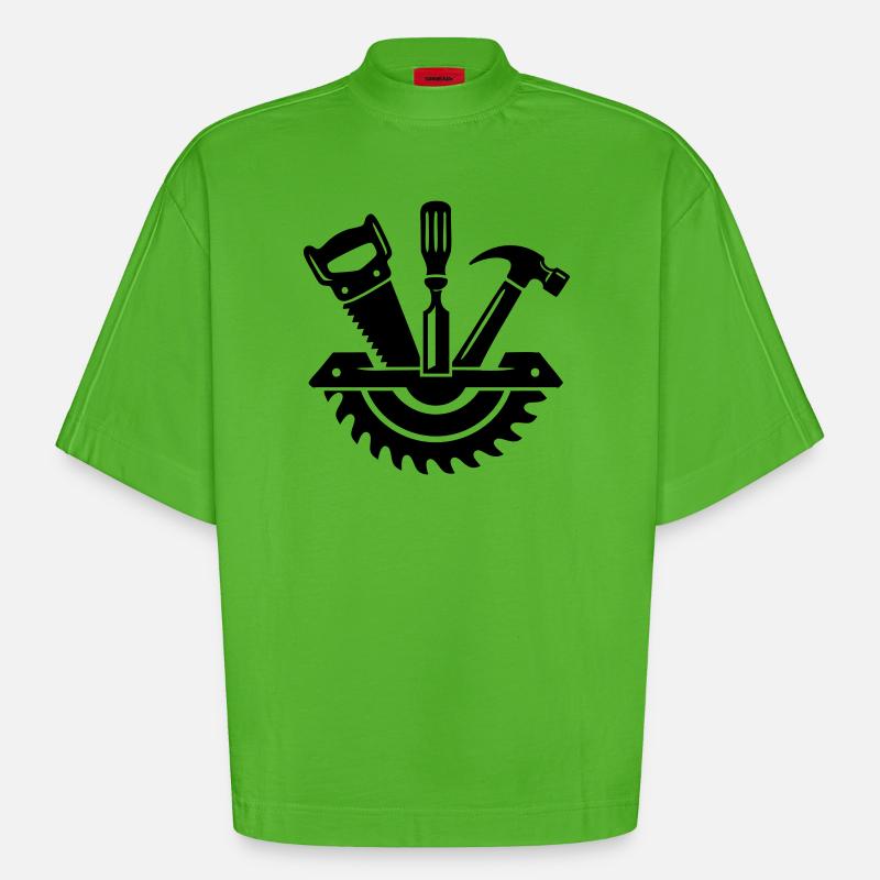 Carpenter Tool – Carpenter Logo - Heavyweight Oversized Organic Boxy T-Shirt Made in EU - Apple Neon