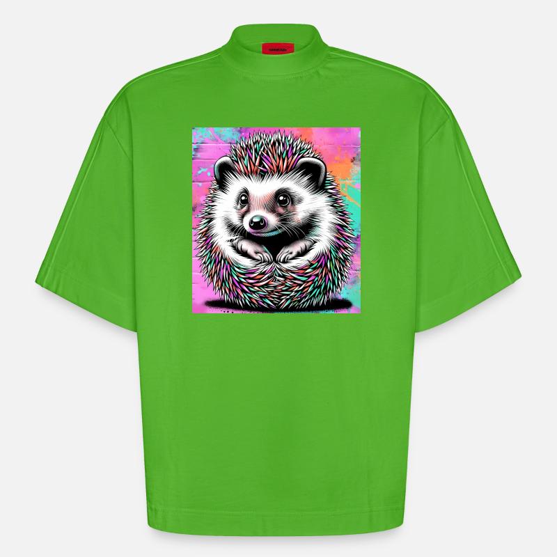 hérisson - T-shirt bio épais oversize Boxy fabriqué en UE - Apple Neon