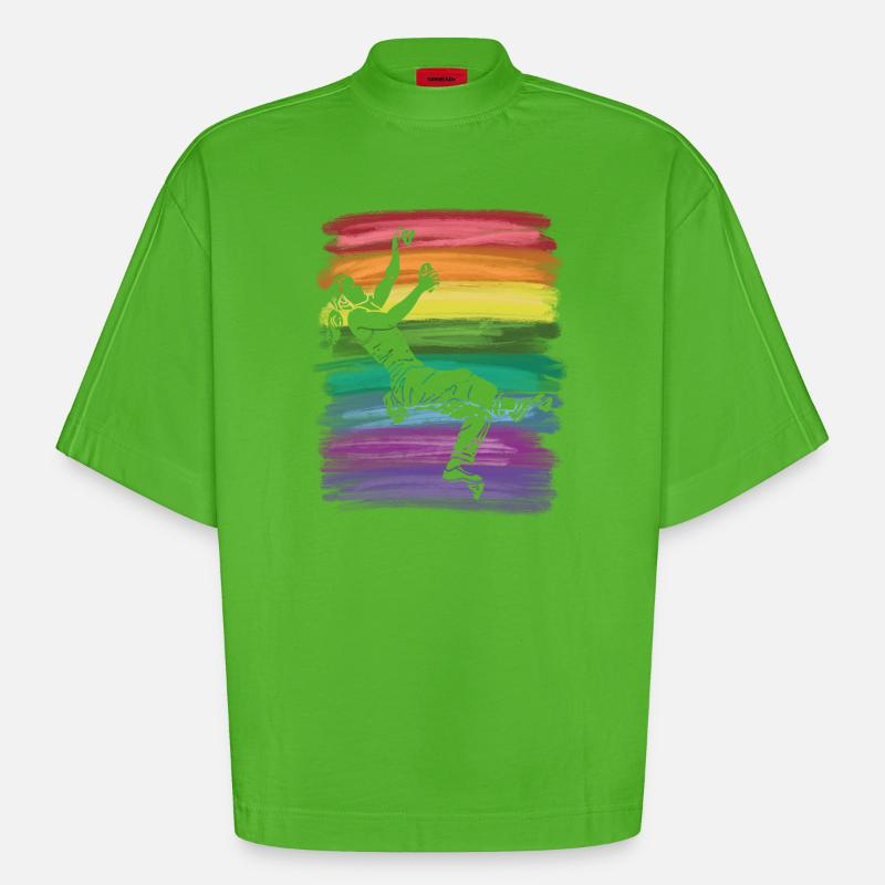 Bloc de bloc de Boulderer - T-shirt bio épais oversize Boxy fabriqué en UE - Apple Neon
