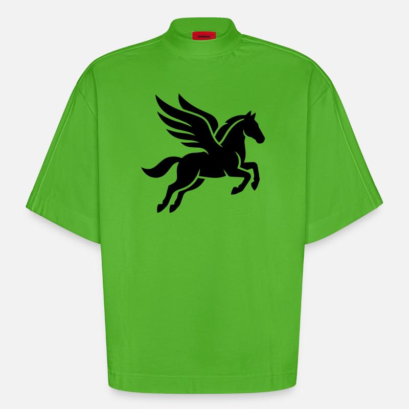 Pégase - T-shirt bio épais oversize Boxy fabriqué en UE - Apple Neon