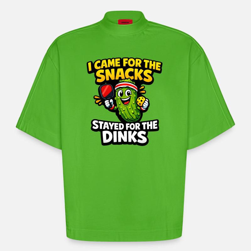 Gurkenheld: Snacks instead of dinks - Heavyweight Oversized Organic Boxy T-Shirt Made in EU - Apple Neon
