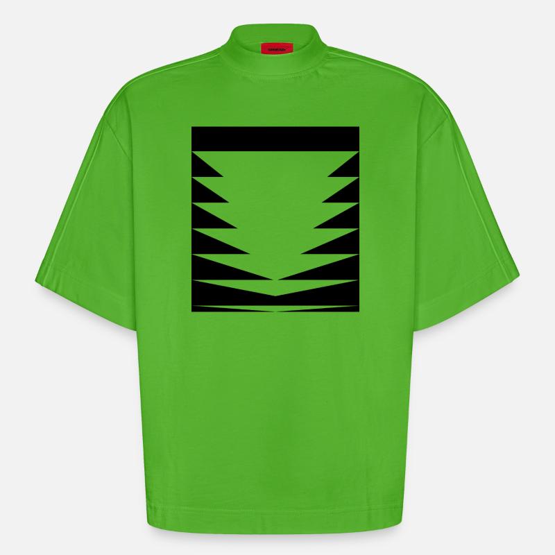 Triangles Pattern design - Heavyweight Oversized Organic Boxy T-Shirt Made in EU - Apple Neon