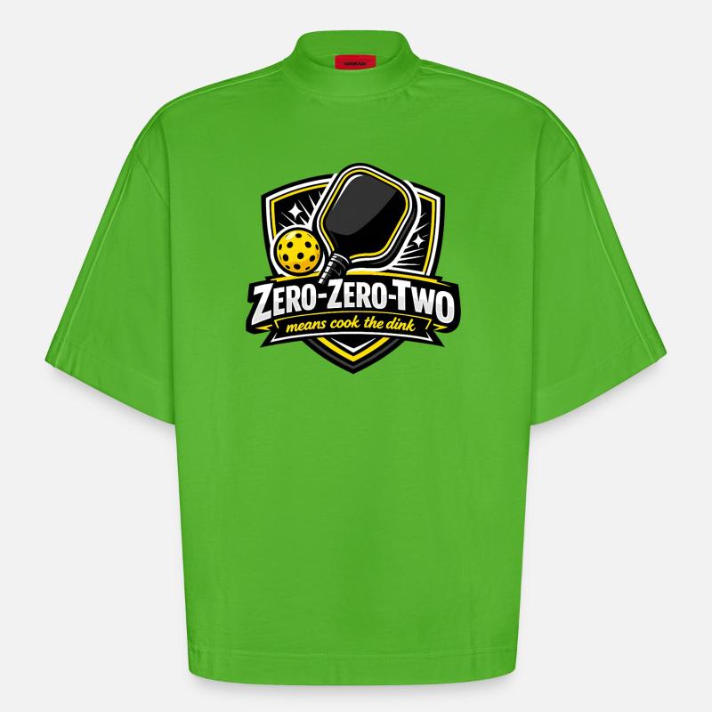 Zero-Zero-Two Pingpong Sieg Design - Heavyweight Oversized Organic Boxy T-Shirt Made in EU - Apple Neon