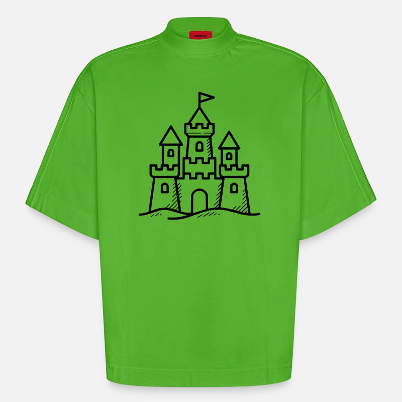 Château de sable - T-shirt bio épais oversize Boxy fabriqué en UE - Apple Neon