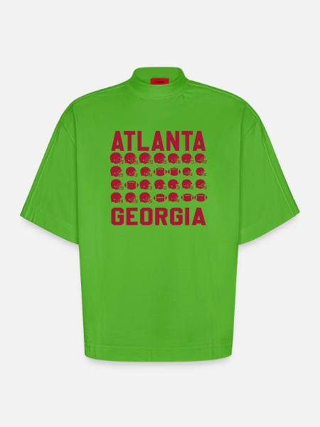 Atlanta Georgia's Gridiron Silhouettes - Heavyweight Oversized Organic Boxy T-Shirt Made in EU - Apple Neon